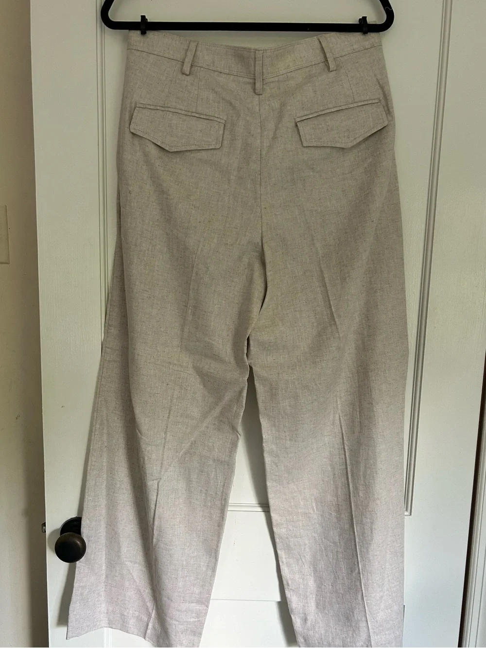 NWT Banana Republic Women LINEN-BLEND WIDE-LEG PLEATED TROUSER Flax, Petite 10